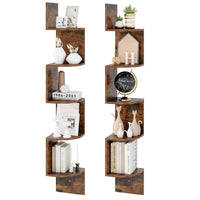 Tangkula 5-Tier Corner Shelf Wall Mount Farmhouse Floating Corner Bookshelf