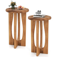 Table d'appoint Tangkula 14" en acajou avec plateau rond et pieds croisés en bois massif