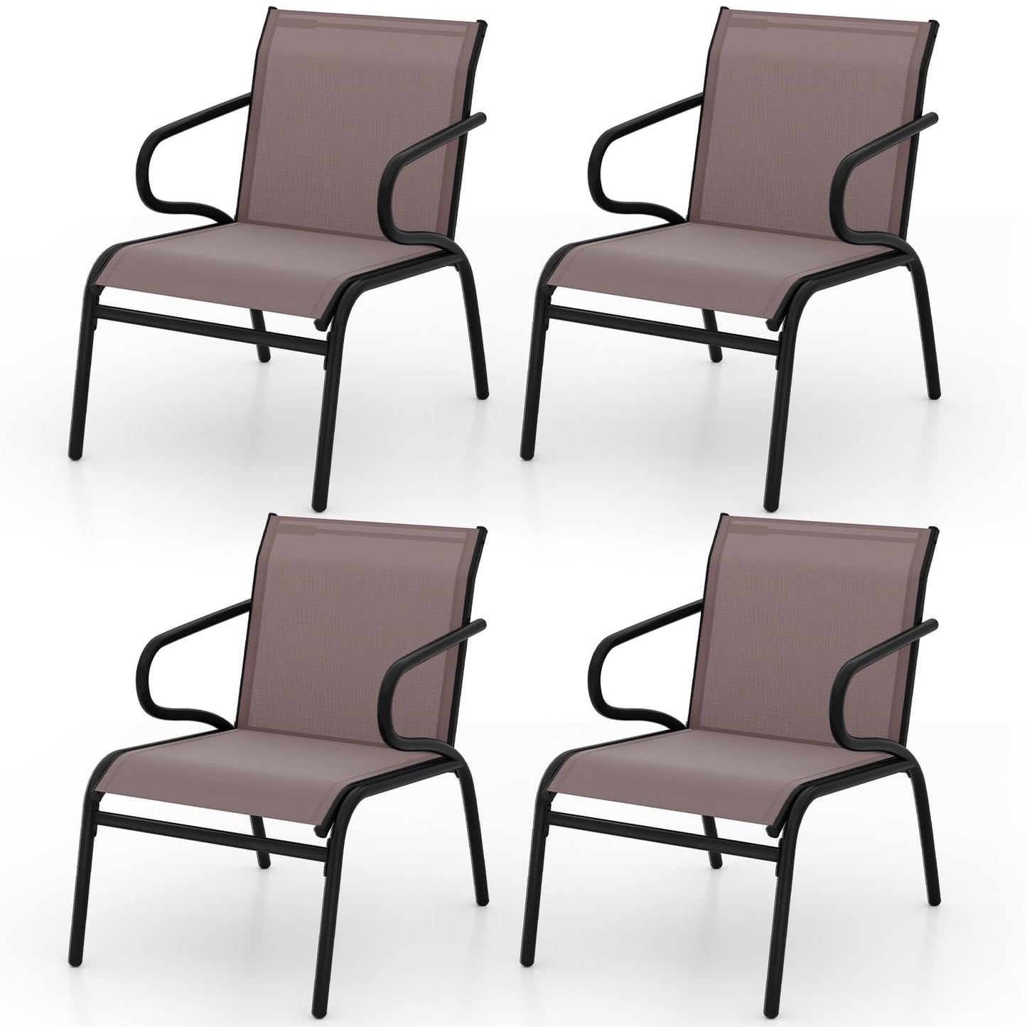 Tangkula Patio Chairs Set of 2/4/6 with Armrests for Poolside