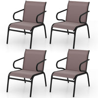 Tangkula Patio Chairs Set of 2/4/6 with Armrests for Poolside