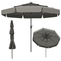 Tangkula 3 Tiers Scalloped Outdoor Table Market Umbrella with 32 LED Lights