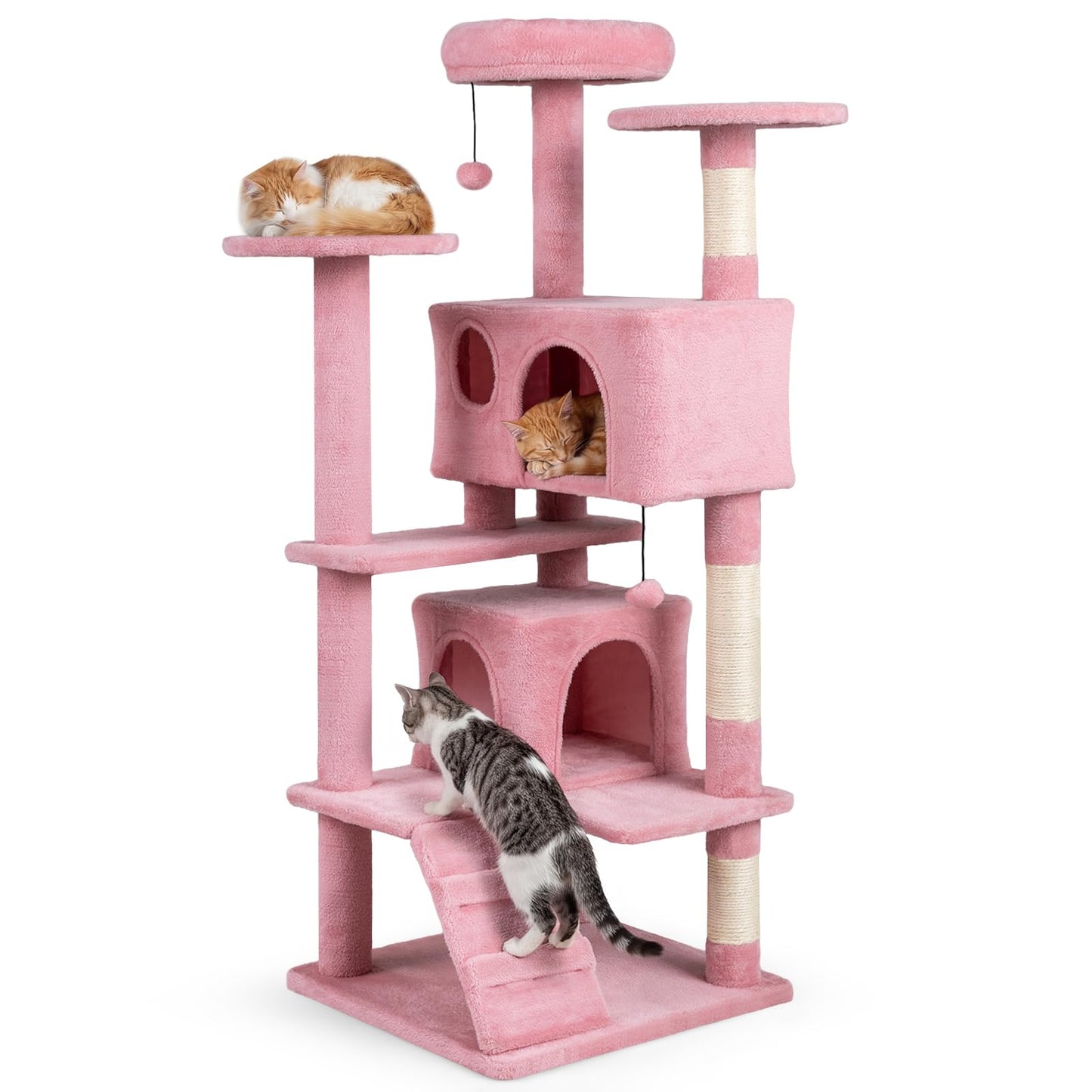 Tangkula 52 Inch Multi-Level Cat Tower with Sisal Scratching Posts