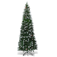 TANGKULA Artificial Pencil Christmas Tree with Pine Cones and Metal Stand