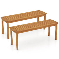Tangkula Acacia Wood Outdoor Bench for Garden