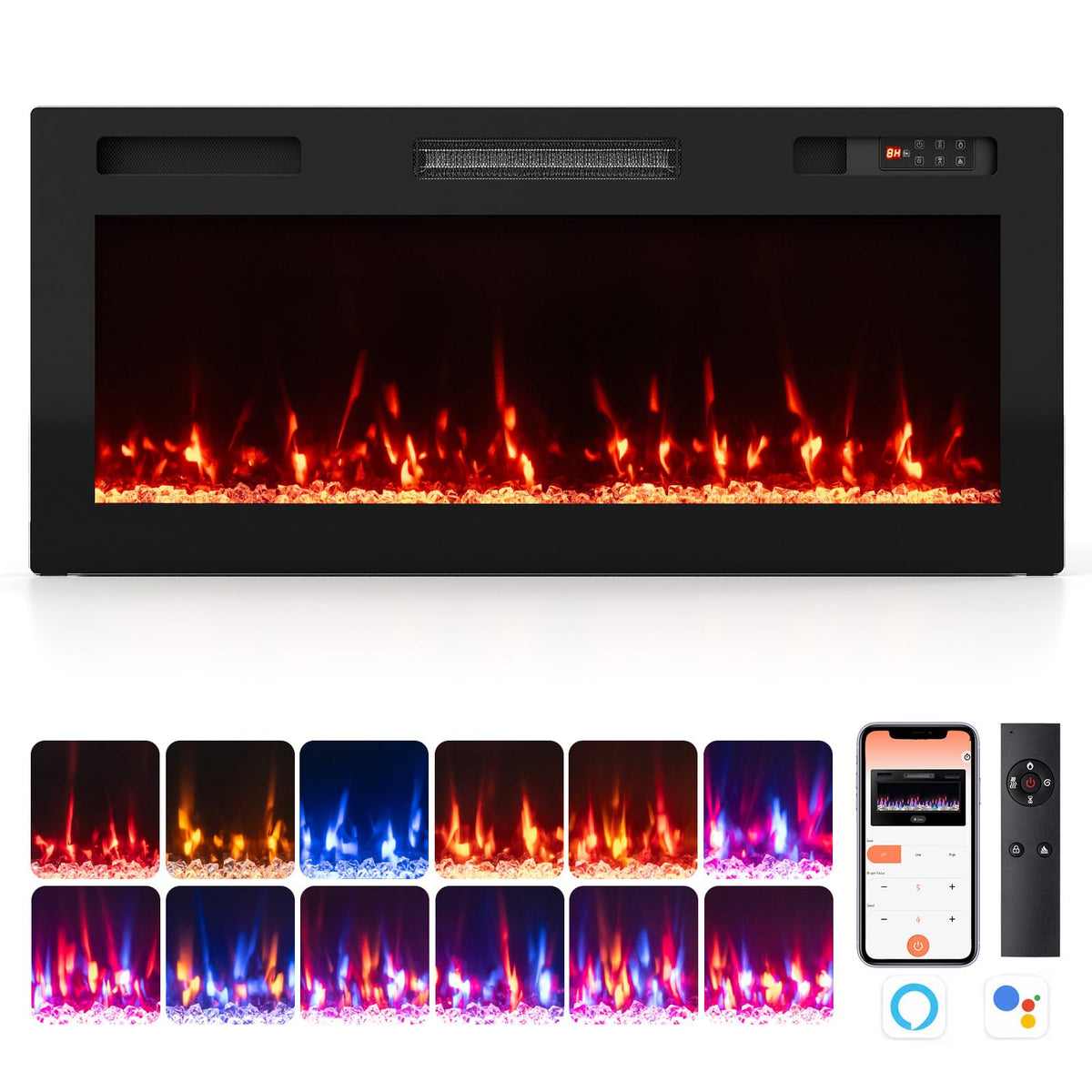 Tangkula 30"/36"/40"/50"/60"/72" Smart Electric Fireplace