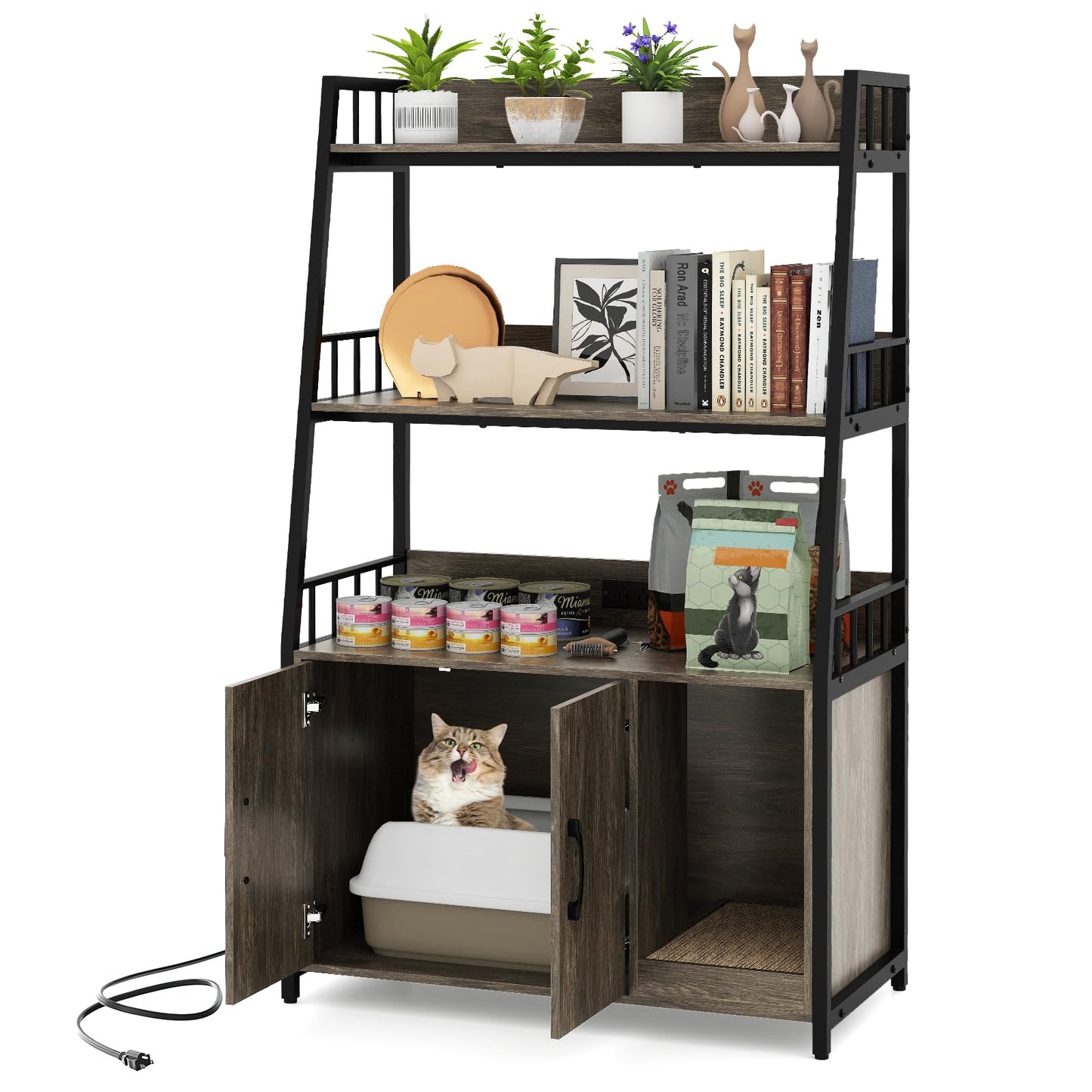 Tangkula Litter Box Enclosure with Shelves