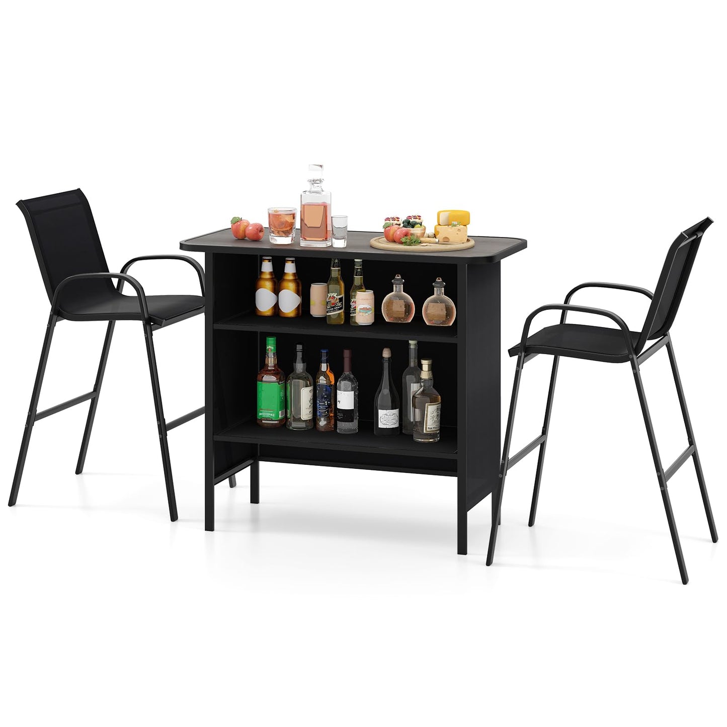 Tangkula 3 Piece Outdoor Bar Set for Backyard