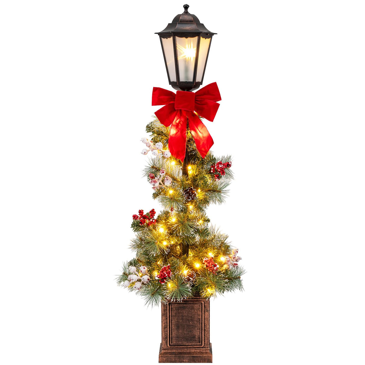 Tangkula 7.5" x 7.5" x 48" Lighted Christmas Lamppost