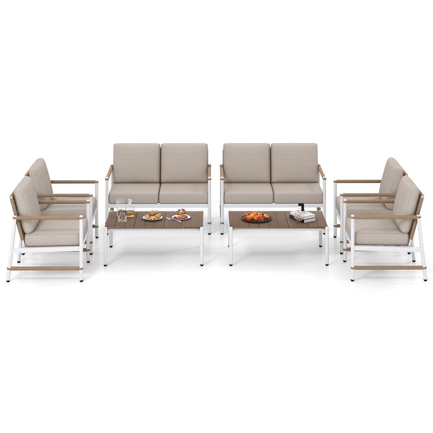 Tangkula 8 Pieces Patio Furniture Set with Thick Cushions