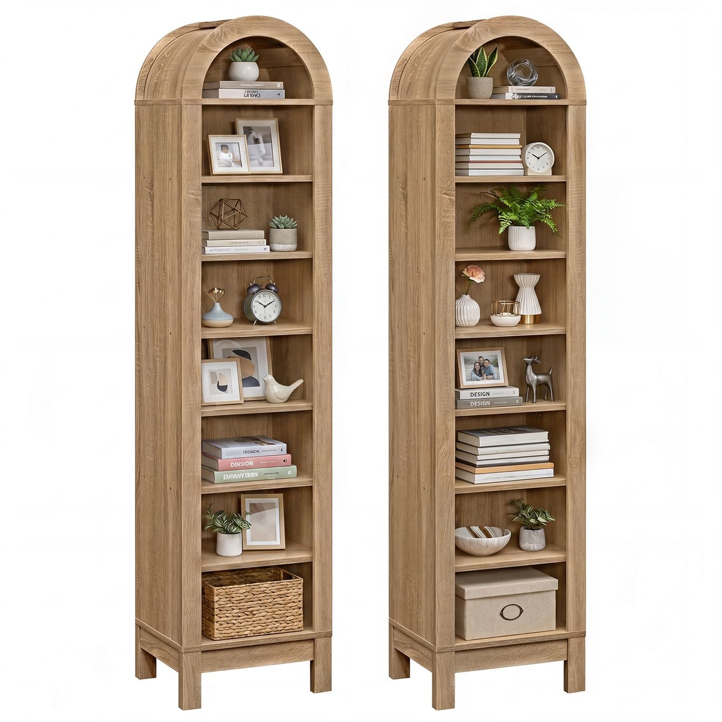 Tangkula 71" Tall Arched Bookcase for Living Room