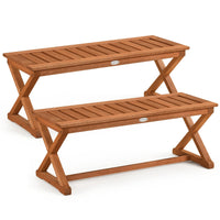 Tangkula Wood Outdoor Bench Backless