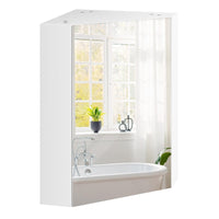 Tangkula Corner Medicine Cabinet with Mirror, 23.5" Wall Mounted Storage Cabinet Organizer with Left/Right Open Mirror Door & Adjustable Shelf