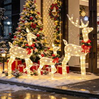 Tangkula 3 PCS Christmas Lighted Reindeer Family Set