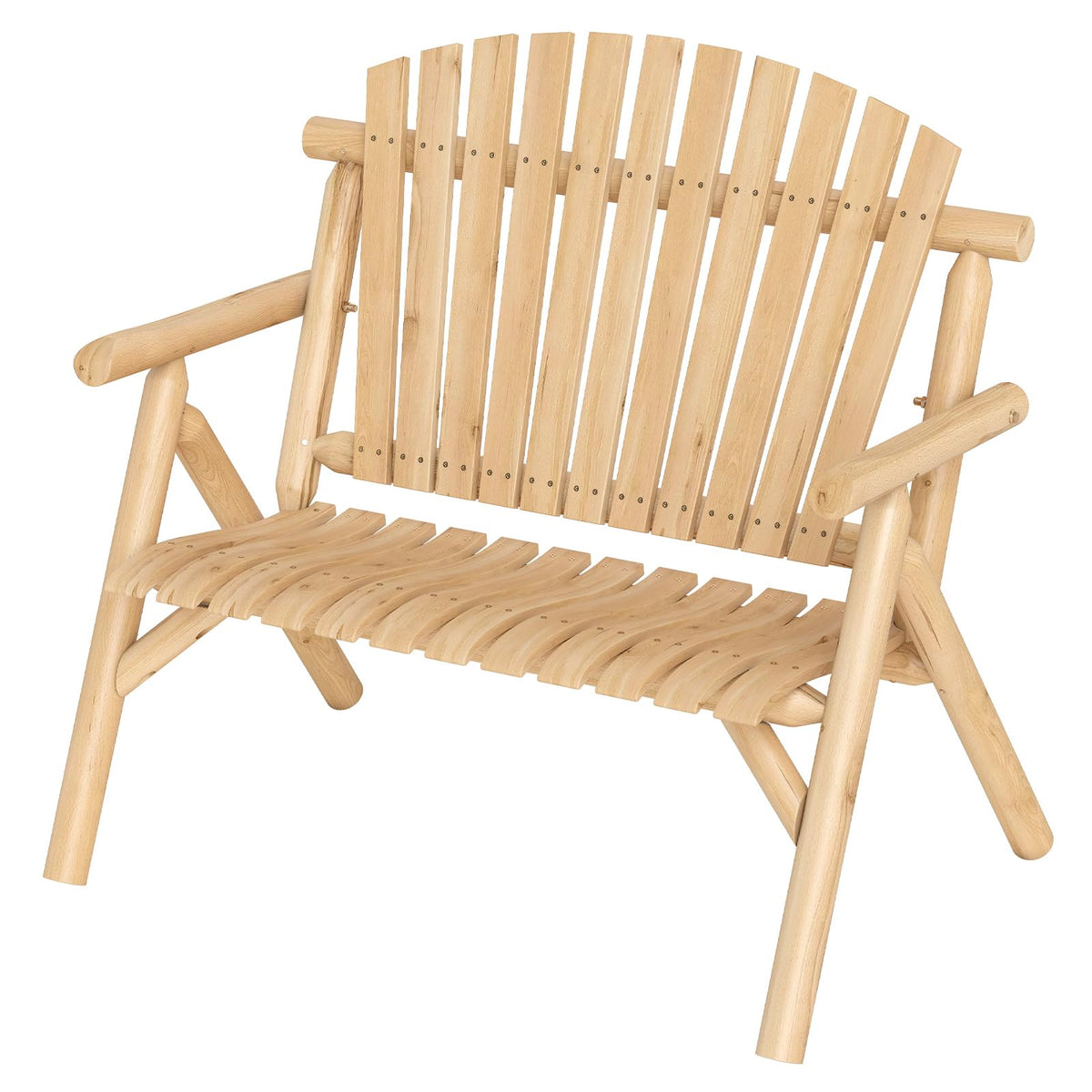 Banc de patio Tangkula en bois de rondins avec dossier à lattes