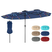 Tangkula 13 Ft Solar Patio Umbrella with Multi-Colored Flowing LED Lights