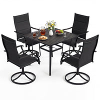 Tangkula 4 Swivel Chairs and 37" Square Patio Table with Umbrella Hole