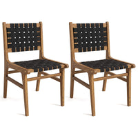 Tangkula Teak Wood Outdoor Dining Chair for Deck