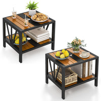 Table d'appoint d'extérieur Tangkula avec trou de parasol de 4 cm