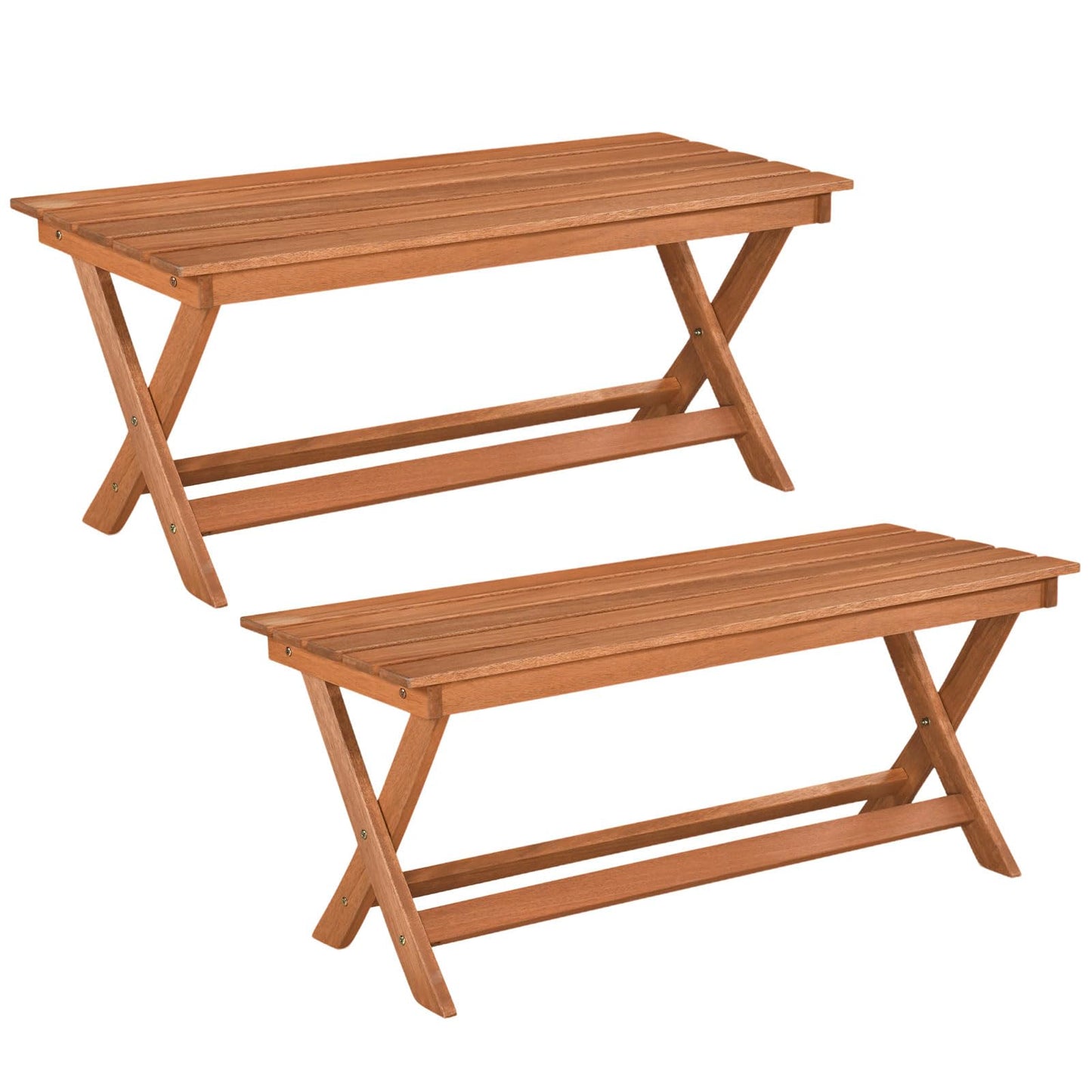 Tangkula Outdoor Wood Bench Backless