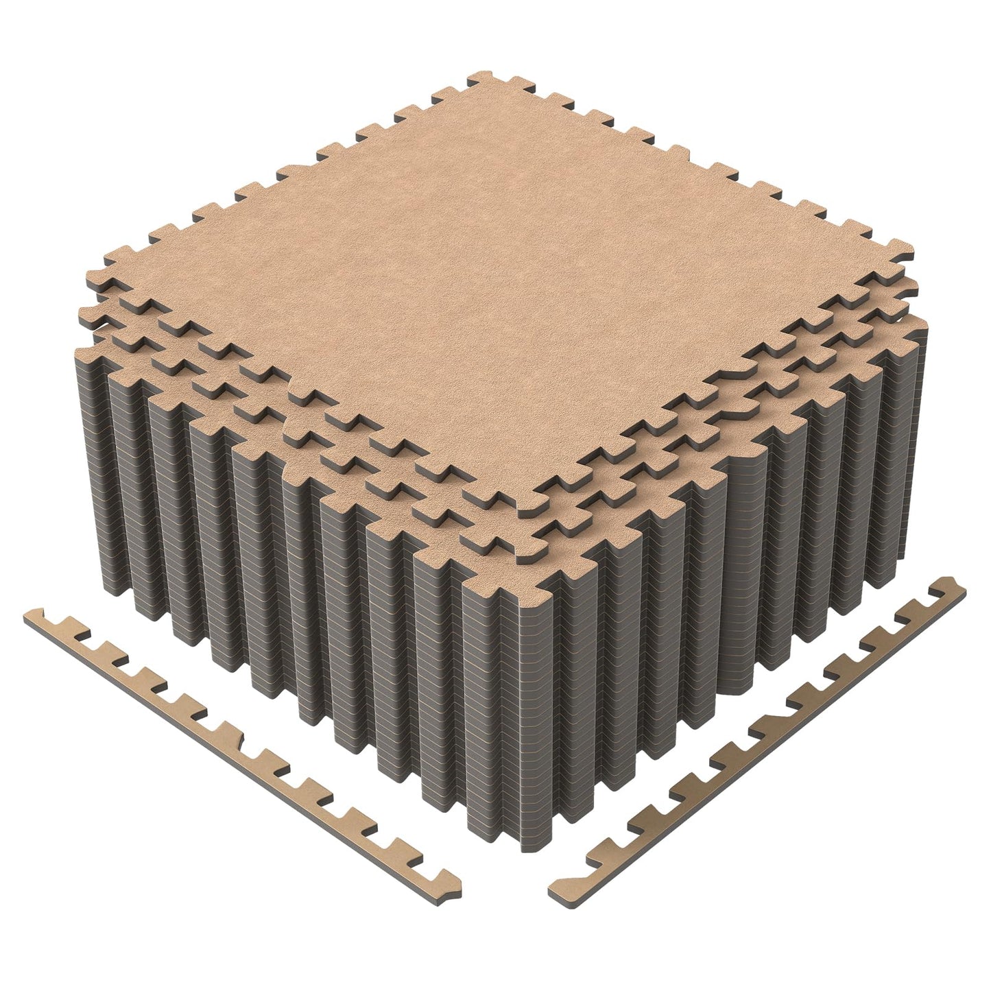 Tapis d'exercice emboîtables 60 x 60 cm avec bords pour salon