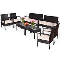 Tangkula 4 or 8 Piece Rattan Patio Furniture Set for Porch