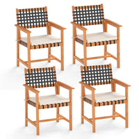 Tangkula Solid Acacia Wood Patio Chair Set of 2/4