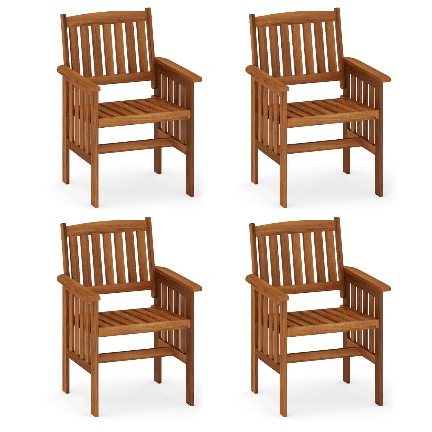 Tangkula Chaises de Salle à Manger en Bois pour Patio, Lot de 2/4
