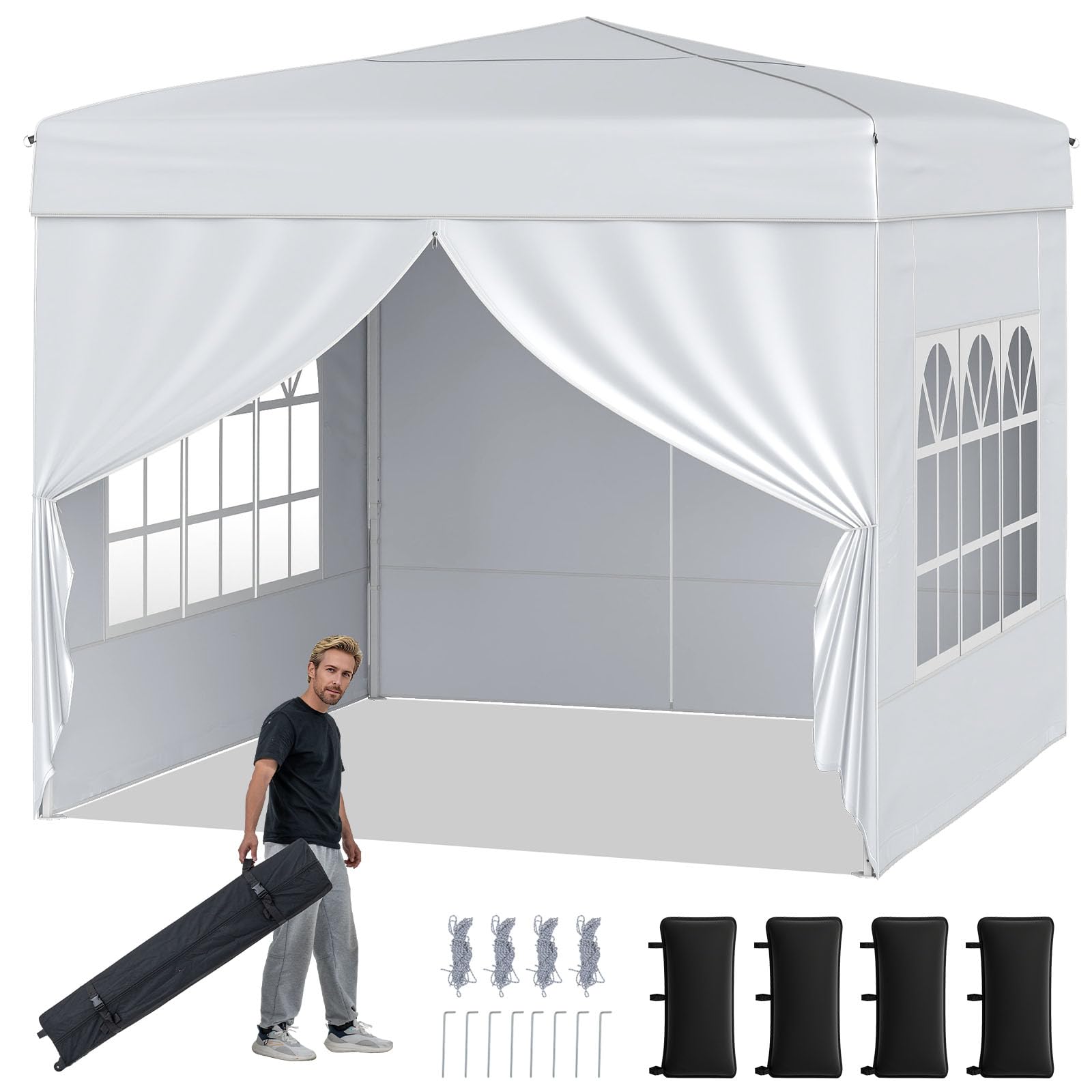 Tangkula 6.5x6.5 FT Pop Up Canopy with 2 Removable Sidewalls