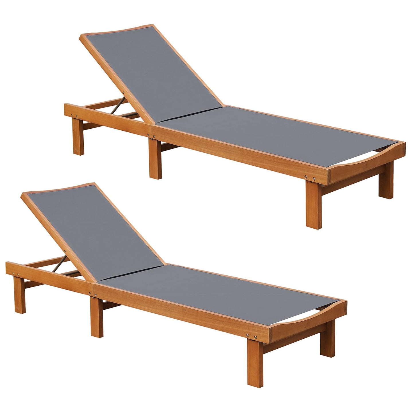 Tangkula Wood Lounge Chair Outdoor for Poolside Lawn Backyard