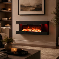 Tangkula 18"/26"/36"/46" 3-Sided WiFi Electric Fireplace with 32"/40"/50"/60" Floating Mantel