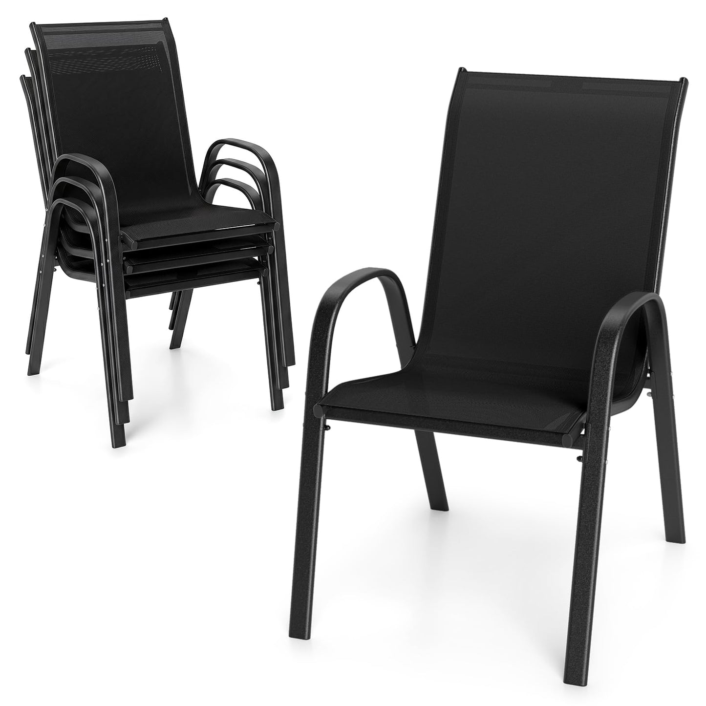 Tangkula Stackable Patio Dining Chairs Set of 4