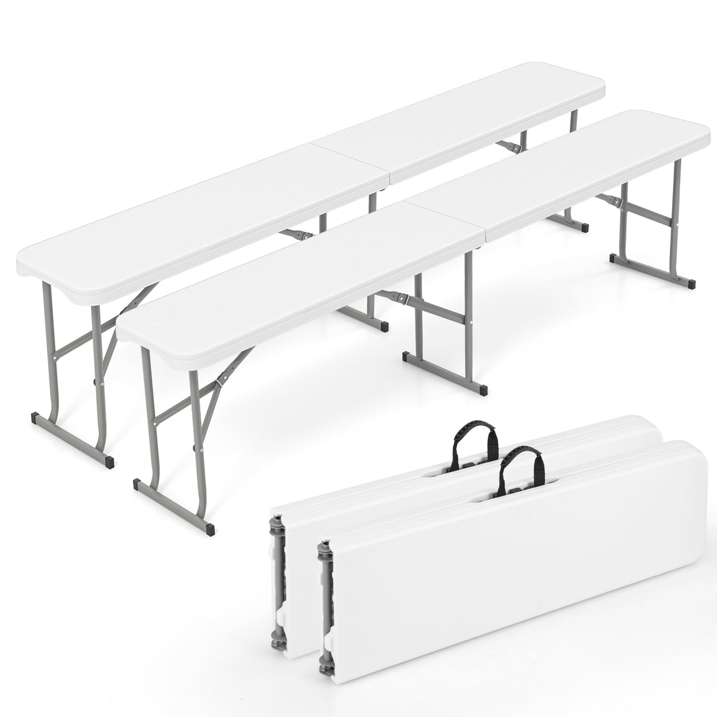 Tangkula 6 FT Plastic Folding Bench, Foldable Bench Seat with Carry Handle, Non-Slip Mat