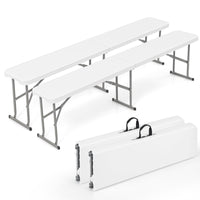 Tangkula 6 FT Plastic Folding Bench, Foldable Bench Seat with Carry Handle, Non-Slip Mat