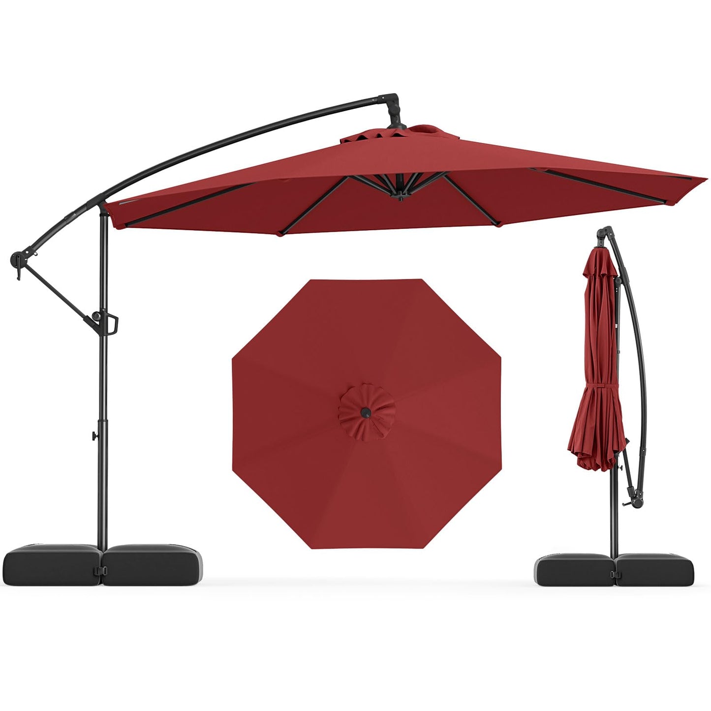 Tangkula 10 Feet Offset Hanging Umbrella with Base Patio Cantilever Umbrella