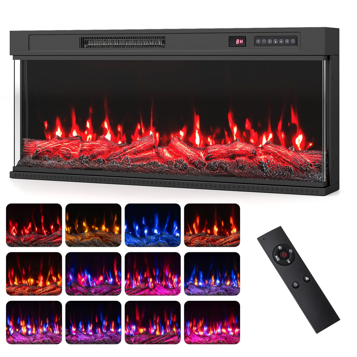 Tangkula 24/40/50/60 Inch 3-Sided Electric Fireplace with Remote