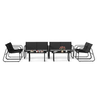 Tangkula 4/8 Piece Patio Furniture Set with Mesh Seat Fabric & Tempered Glass Tabletop