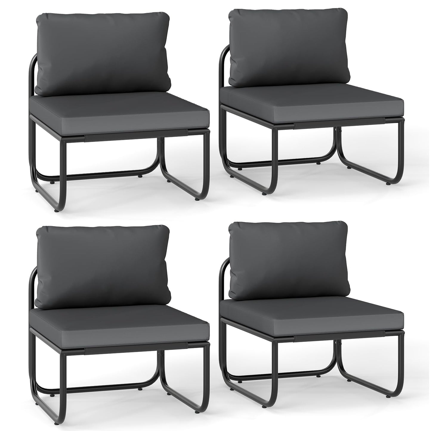 Tangkula Patio Sofa Chairs Set of 2/4 with Removable Cushions