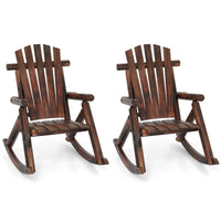 Tangkula Wood Rocking Chair Outside Adirondack Rocker with High Back and Slatted Seat