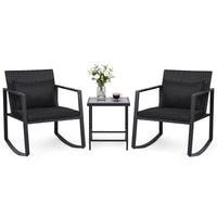 Tangkula 3-Piece Outdoor Rocking Chair Set for Garden Balcony Backyard