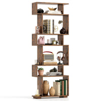 Tangkula 6 Tier S Shaped Bookshelf for Study