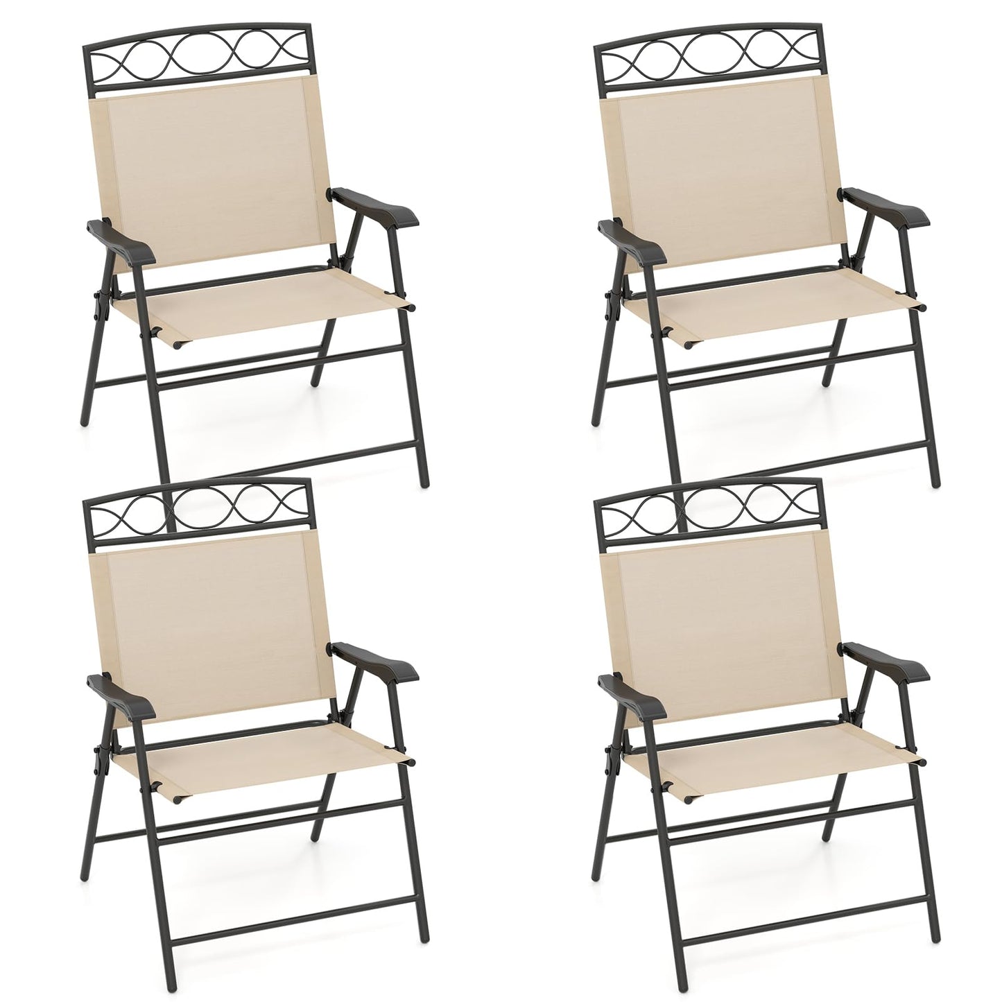 Tangkula Folding Chairs for Outside Set of 4 for Lawn