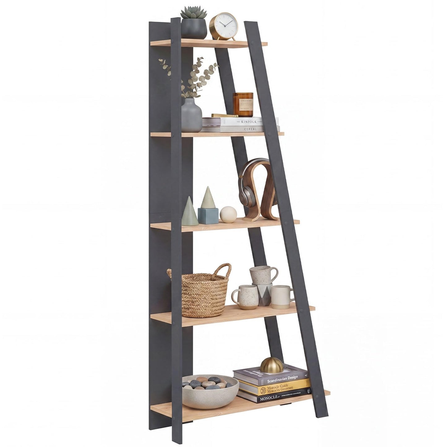 Tangkuka 4/5-Tier Ladder Bookshelf for Living Room