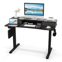Tangkula Standing Desk with Drawers, Electric Stand-up Desk with Monitor Stand