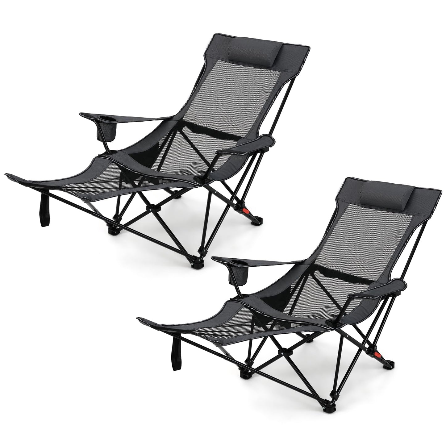 Tangkula Reclining Camping Chair with Removable Footrest