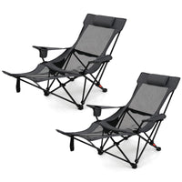 Tangkula Reclining Camping Chair with Removable Footrest