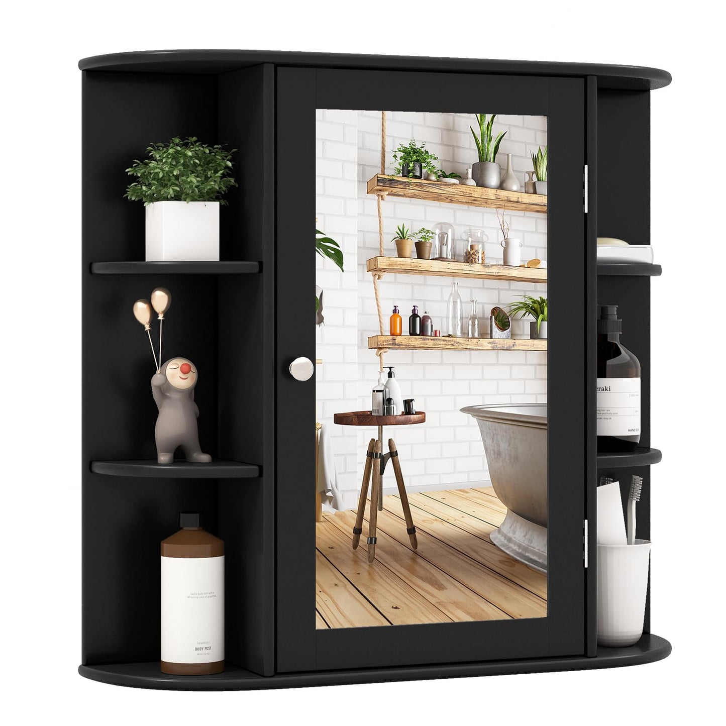 Tangkula Bathroom Medicine Cabinet with Mirror with Mirror, Wall Mounted Bathroom Storage Cabinet