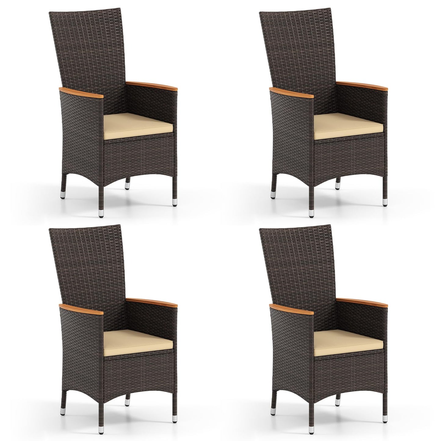 Chaises de salle à manger en rotin à dossier haut Tangkula pour patio, lot de 2 ou 4