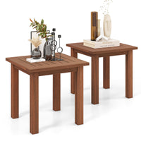 Tangkula Square Outdoor Side Table w/Slatted Tabletop