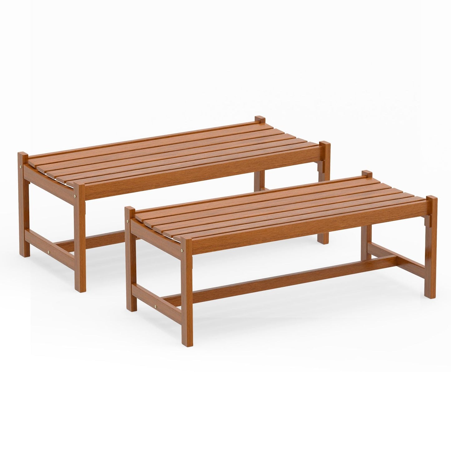 Tangkula Outdoor Wood Bench Backless for Backyard