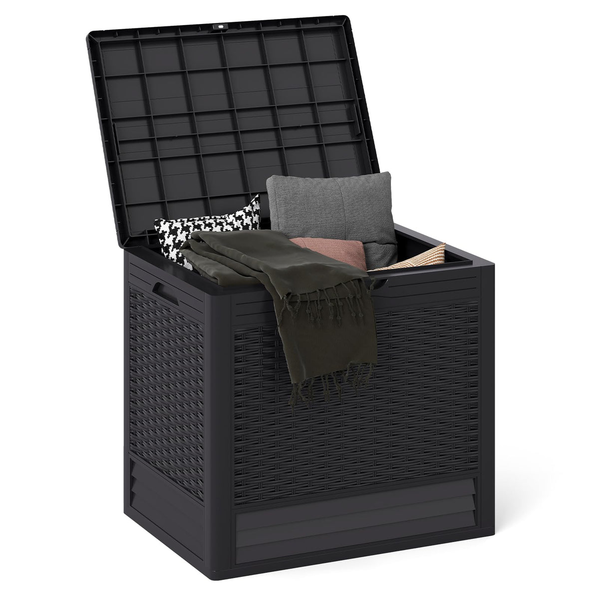 Tangkula 25 Gallon Waterproof Outdoor Storage Box with Lockable Lid